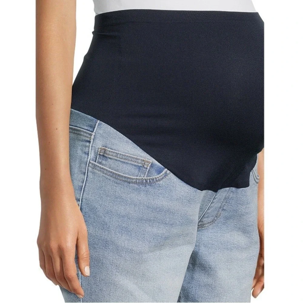 Time and Tru Womens Maternity Bermuda Shorts Large New with Tags Denim Light